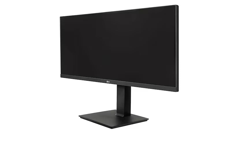 LG 29BN650-B Monitor előlnézetben talpon, enyhén balra fordítva.