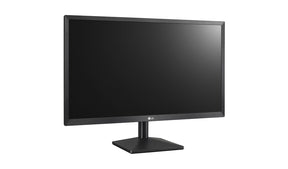 LG 22MK430H-B Monitor előlnézetben talpon, enyhén jobbra fordítva.