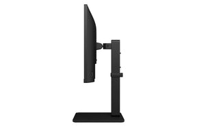 LG 24BA450-B Monitor oldalnézetben talpon, felső állásban.