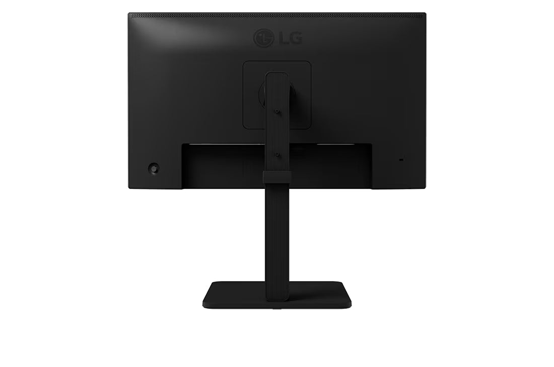 LG 24BA550-B Monitor hátulnézetben talpon.