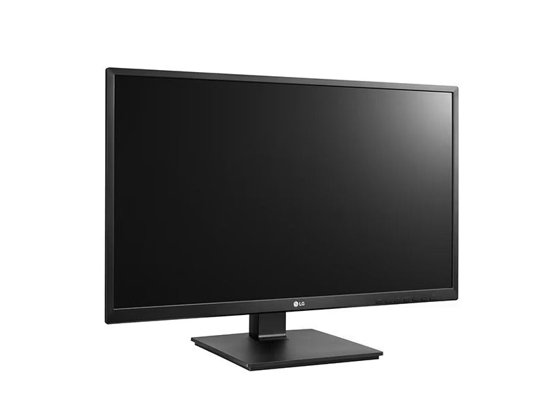 LG 24BK550Y-B Monitor előlnézetben enyhén jobbra fordítva, talpra szerelve.