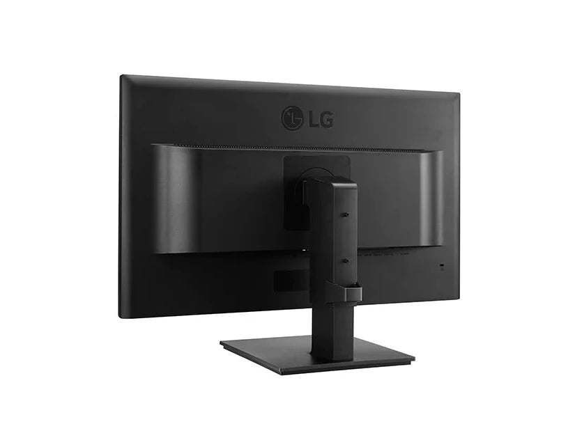 LG 24BK550Y-I Monitor hátulnézetben enyhén balra fordítva, talpra szerelve.