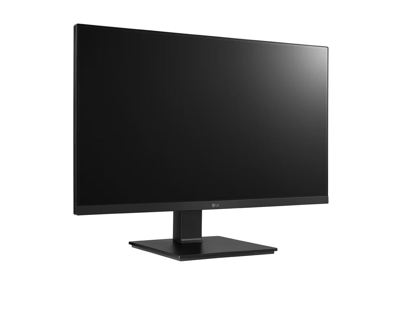 LG 24BL650C-B Monitor előlnézetben enyhén jobbra fordítva, talpra szerelve.