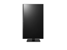 LG 24BL650C-B Monitor előlnézetben pivot módban elforgatva, talpra szerelve.