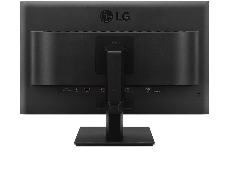 LG 24BN650Y-B Monitor hátulnézetben, talpra szerelve.