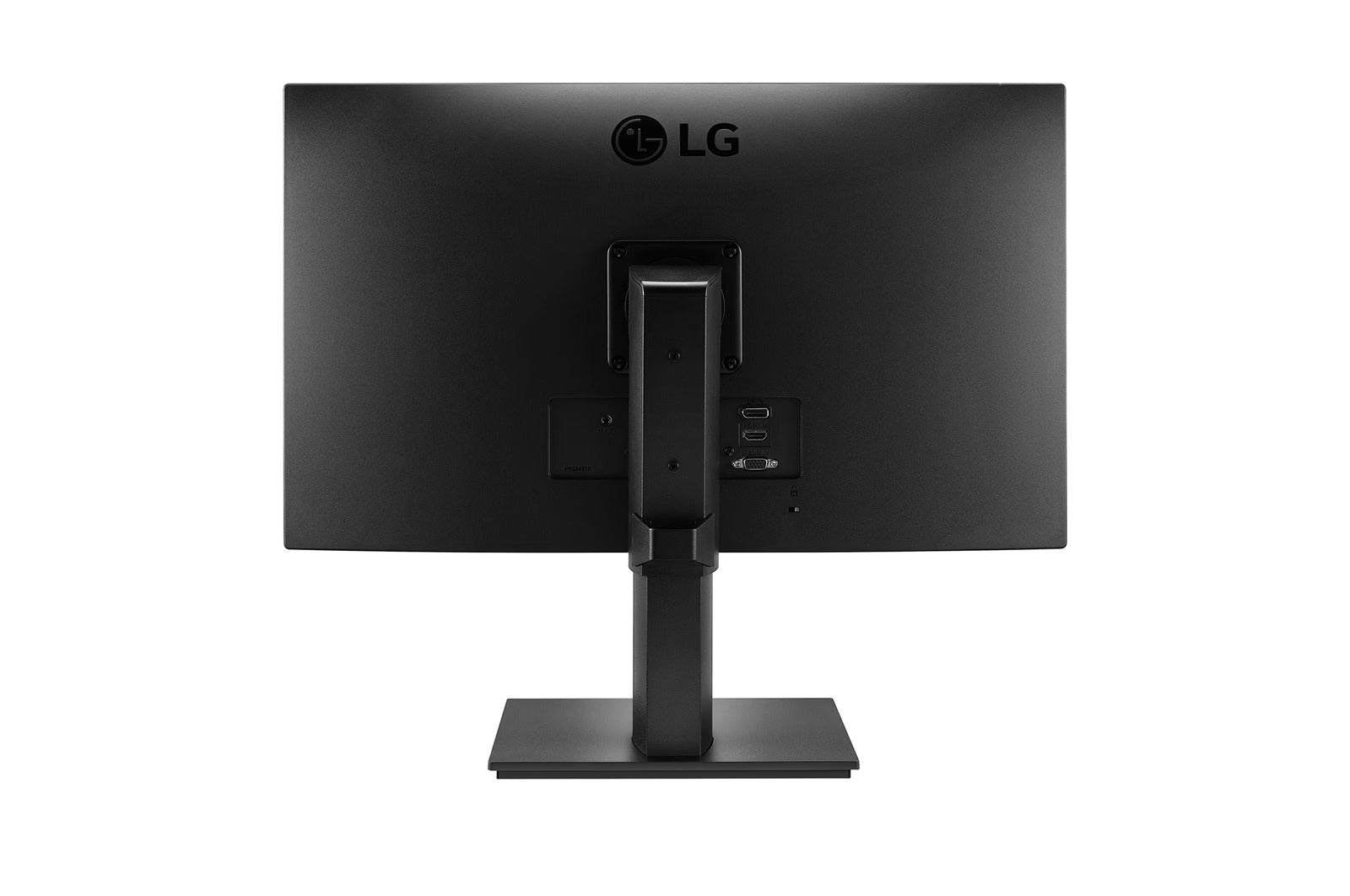 LG 24BP45SP-B Monitor hátulnézetben, talpra szerelve.