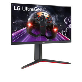 LG 24" UltraGear FHD 144Hz 1ms IPS Gamer Monitor, enyhén oldal nézet, 24GN65R-B