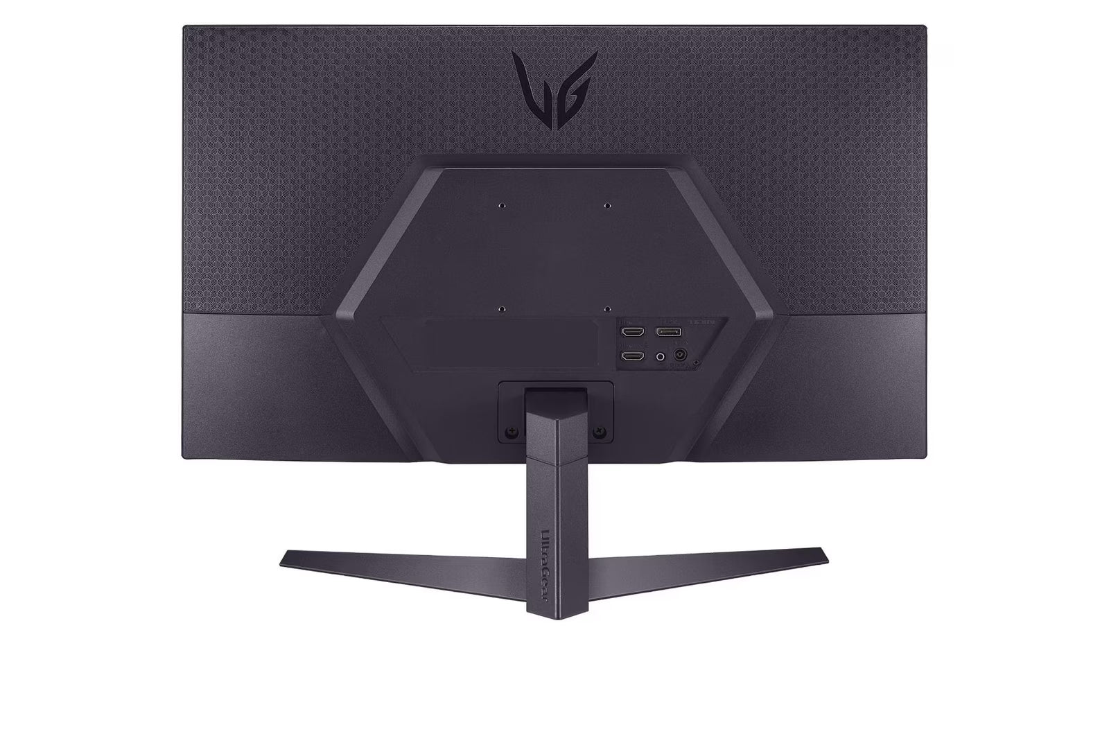 LG 24GS50F Monitor hátulnézetben, talpon.