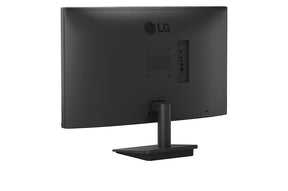 LG 24MS500-B Monitor hátulnézetben talpon, enyhén balra fordítva.