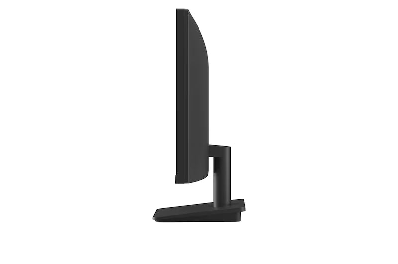 LG 24MS500-B Monitor oldalnézetben, talpon. 
