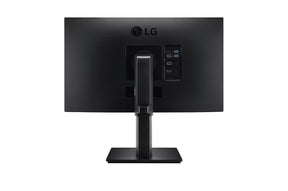 LG 24QP750 Monitor hátulnézetben talpon.