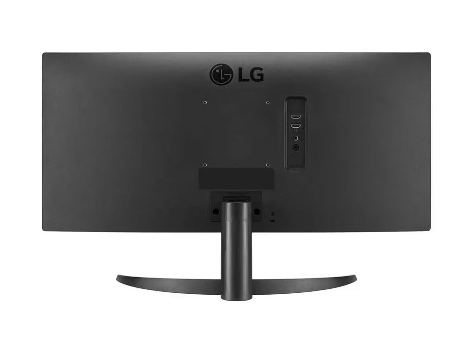 LG 26WQ500-B Monitor hátulnézetben, talpon.