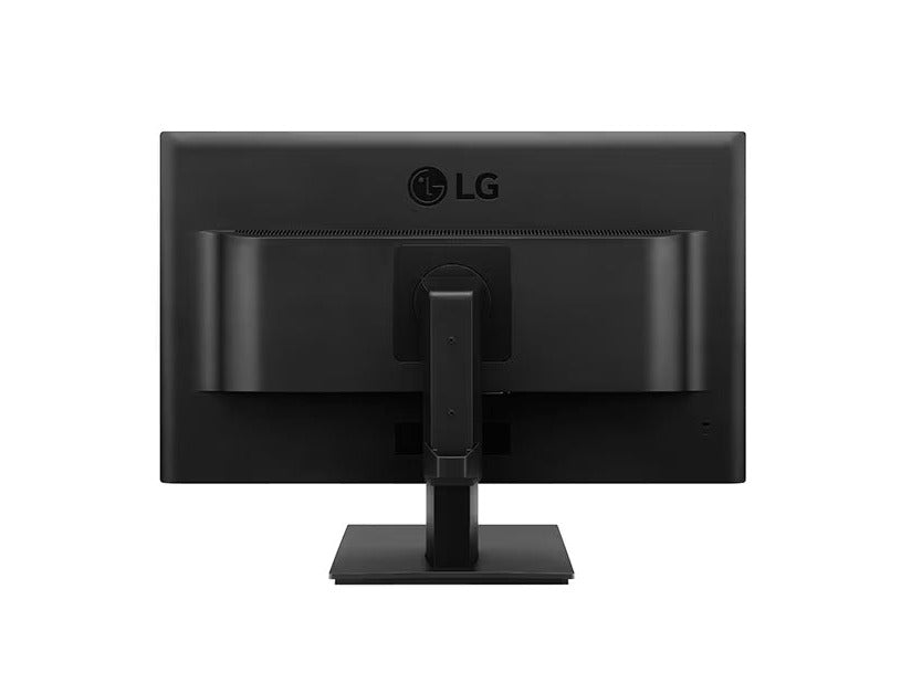 LG 27BK550Y-B Monitor hátulnézetben, talpra szerelve.