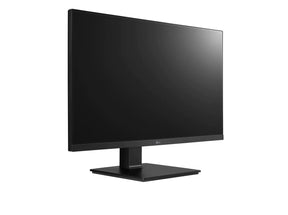 LG 27BL650C-B Monitor előlnézetben jobbra fordítva, talpra szerelve.