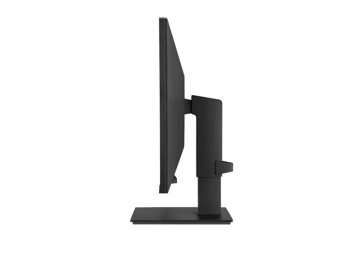 LG 27BN650Y-B Monitor oldalnézetben, talpra szerelve.
