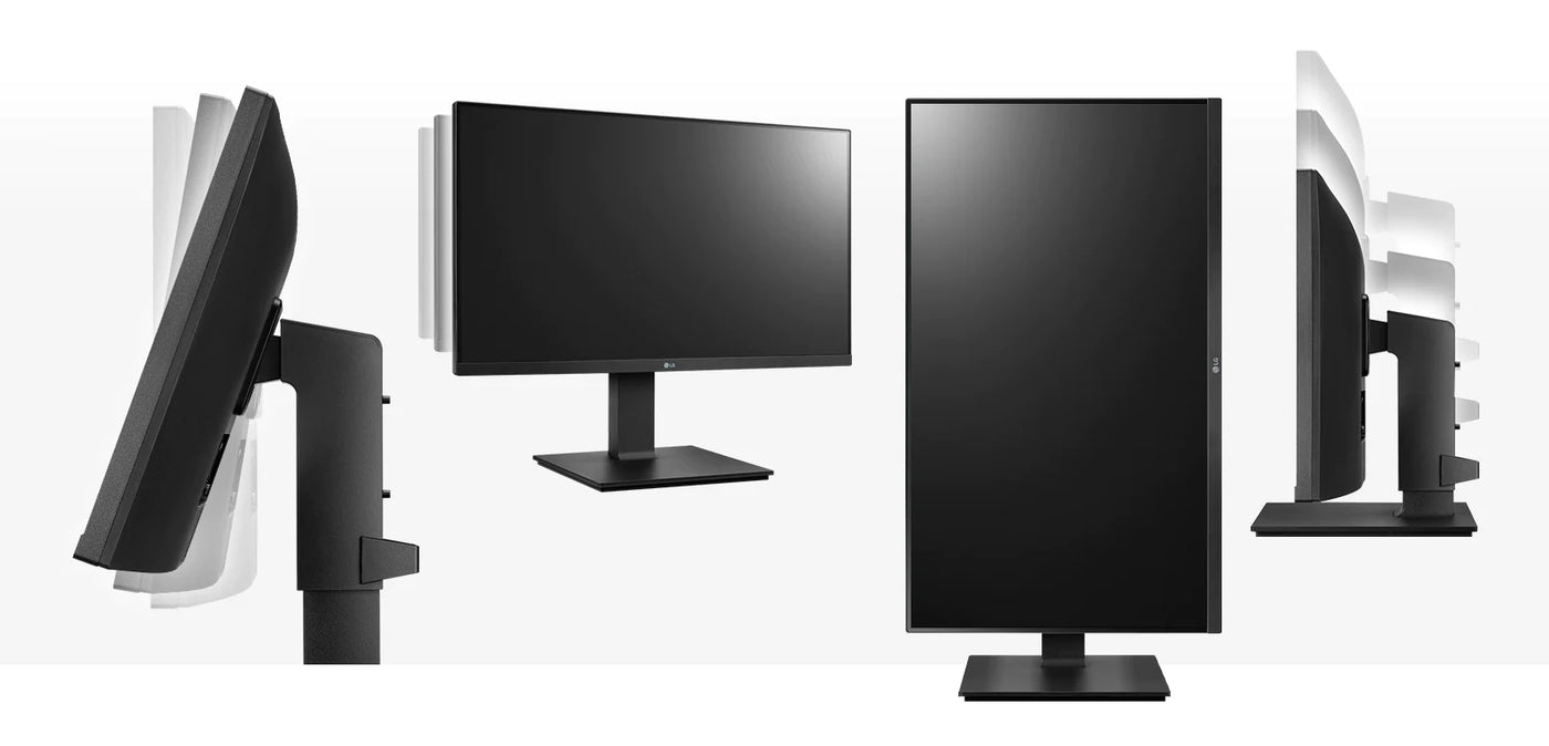 LG 27BP450Y monitor, nagyobb mozgástartományban állítható magasság és dőlésszög.