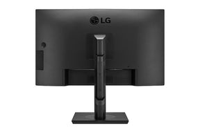 LG 27BQ65UB-B Monitor hátulnézetben, talpon.