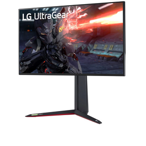 LG 27" UltraGear 4K UHD 160Hz 1ms Nano IPS Gamer Monitor előlnézet enyhén balra fordítva, 27GN95R-B