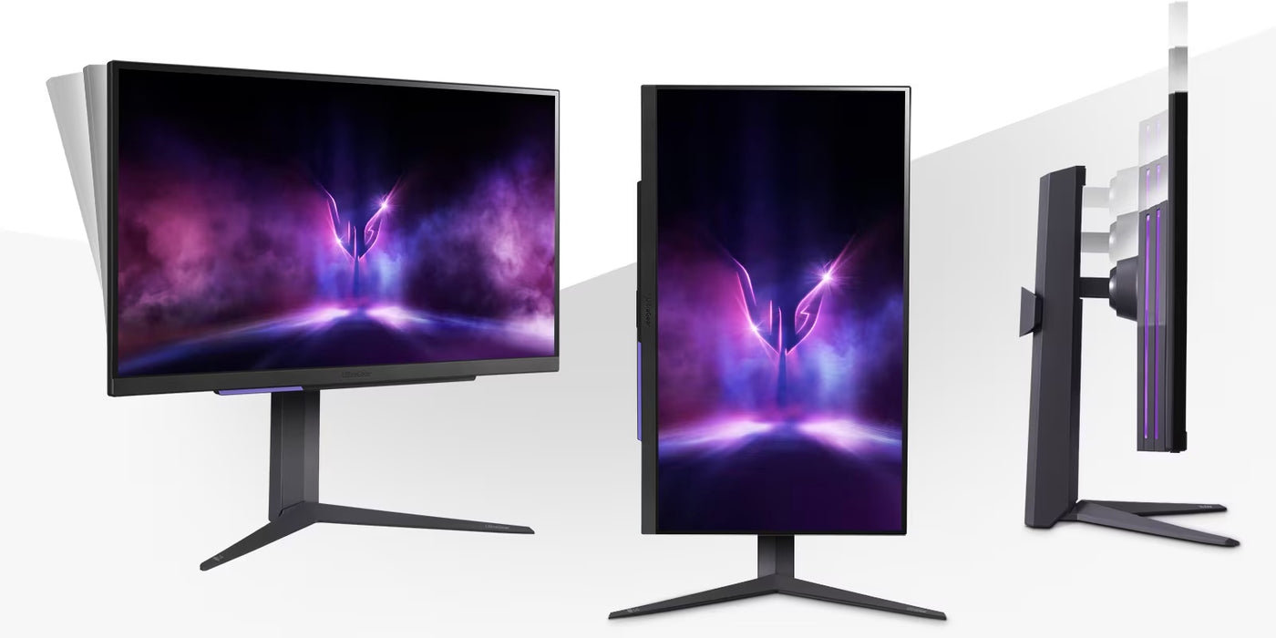 LG 27GR93U Monitor elegáns formatervezéssel és mozgatható mechanikával.