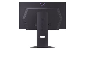 LG 27GX700A-B Monitor hátulnézetben talpon.