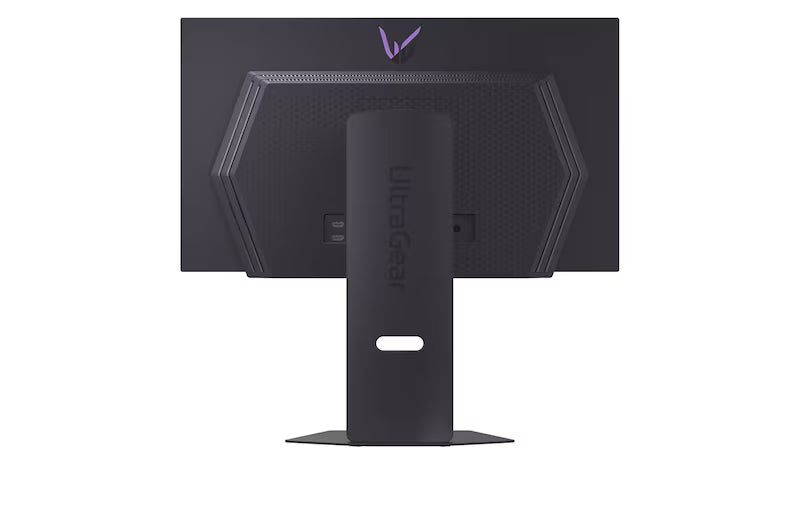 LG 27GX700A-B Monitor hátulnézetben talpon.