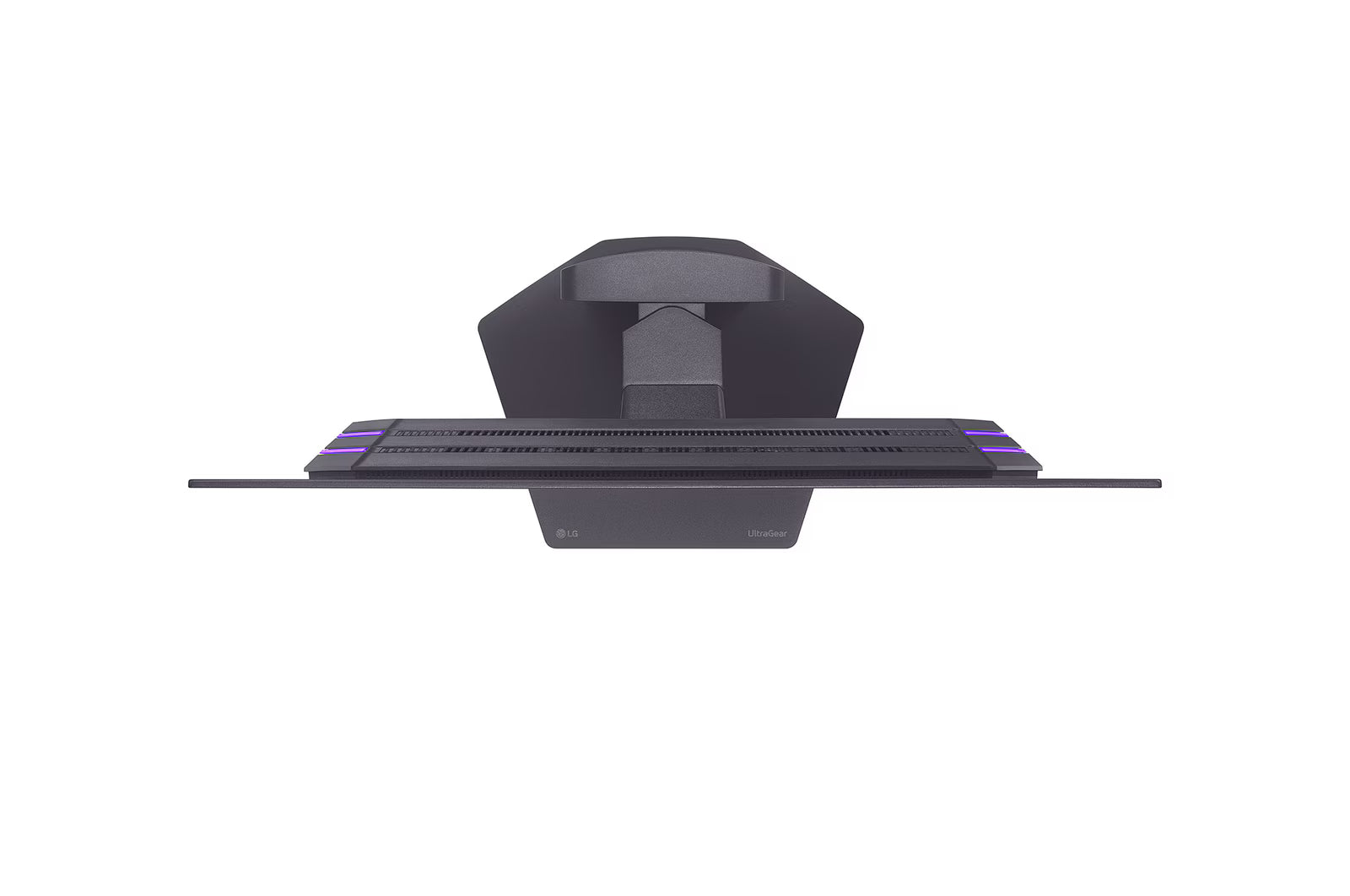 LG 27GX790A-B Monitor felülnézetben talpon. 