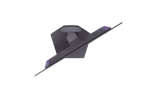 LG 27GX790A-B Monitor felülnézetben talpon, swivel módban jobbra fordítva.