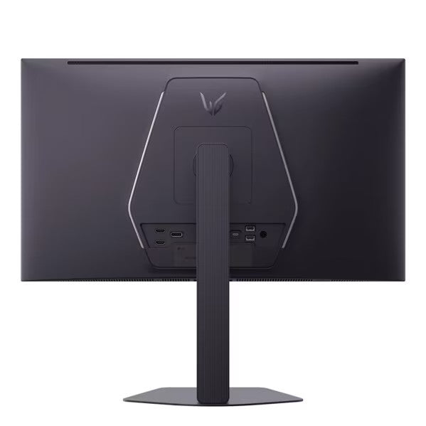 LG 27GX790B-B Monitor hátulnézetben talpon.