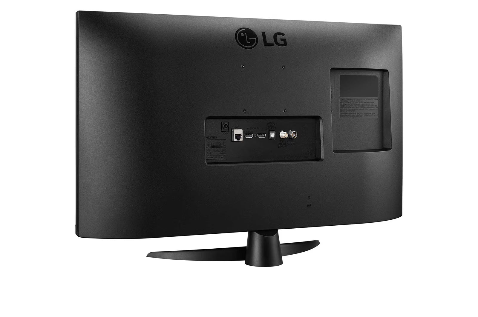 LG 27TQ615S-PZ Smart TV Monitor hátulnézetben, csatalkozókkal.