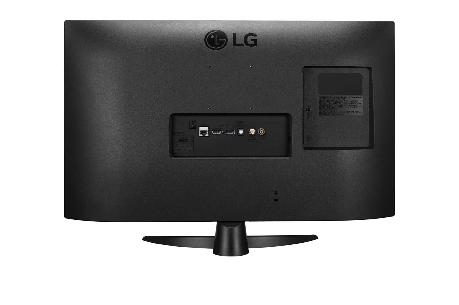LG 27TQ615S-PZ Smart TV Monitor hátulnézetben, csatalkozókkal.