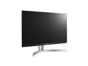 LG 27UL650-W 4K UHD IPS Paneles Monitor előlnézet jobbra fordítva, talpon.