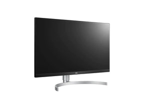 LG 27UL850-W Monitor előlnézetben jobbra fordítva, talpon.