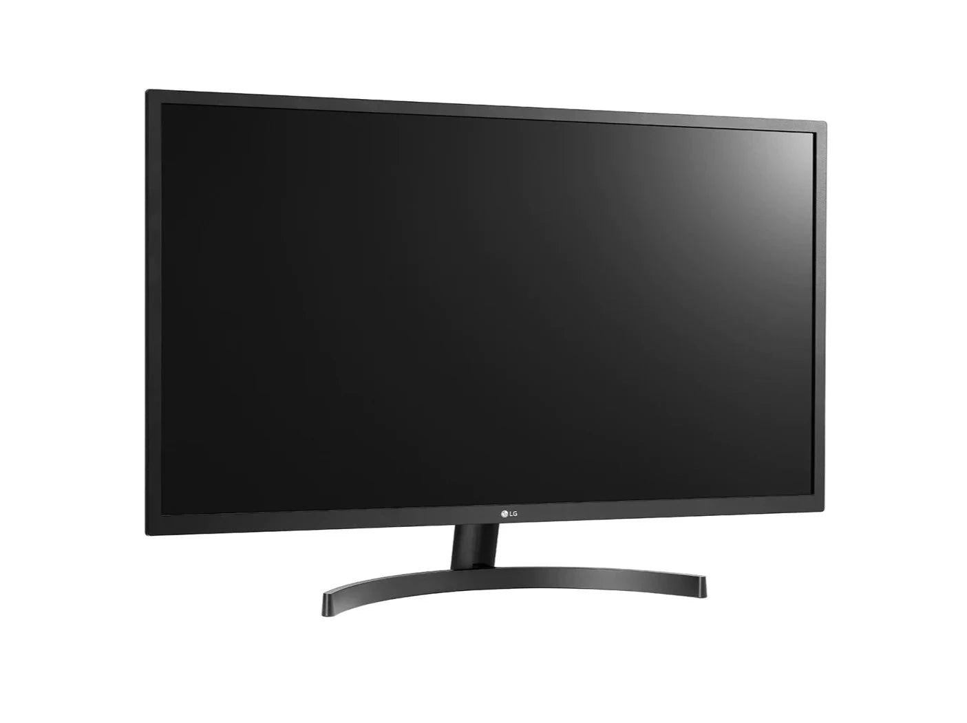 LG 32ML600M Monitor előlnézetben enyhén jobbra fordítva, talpon.