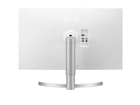 LG 32UN650-W Monitor hátulnézetben, talpon.