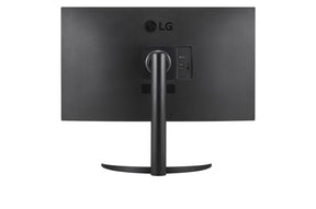 LG 32UR550-W Monitor hátulnézetben, talpon.