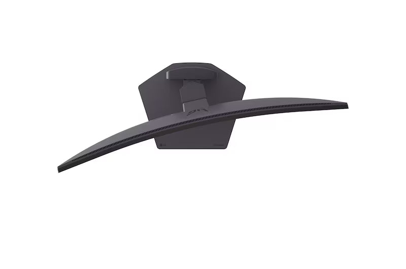 LG 34G600A-B Monitor felülnézetben talpon, jobbra fordítva swivel módban.