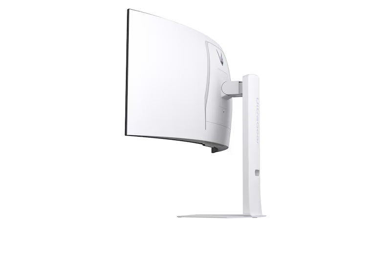 LG 34GX90SA-W monitor oldalnézetben talpon, balra fordítva.