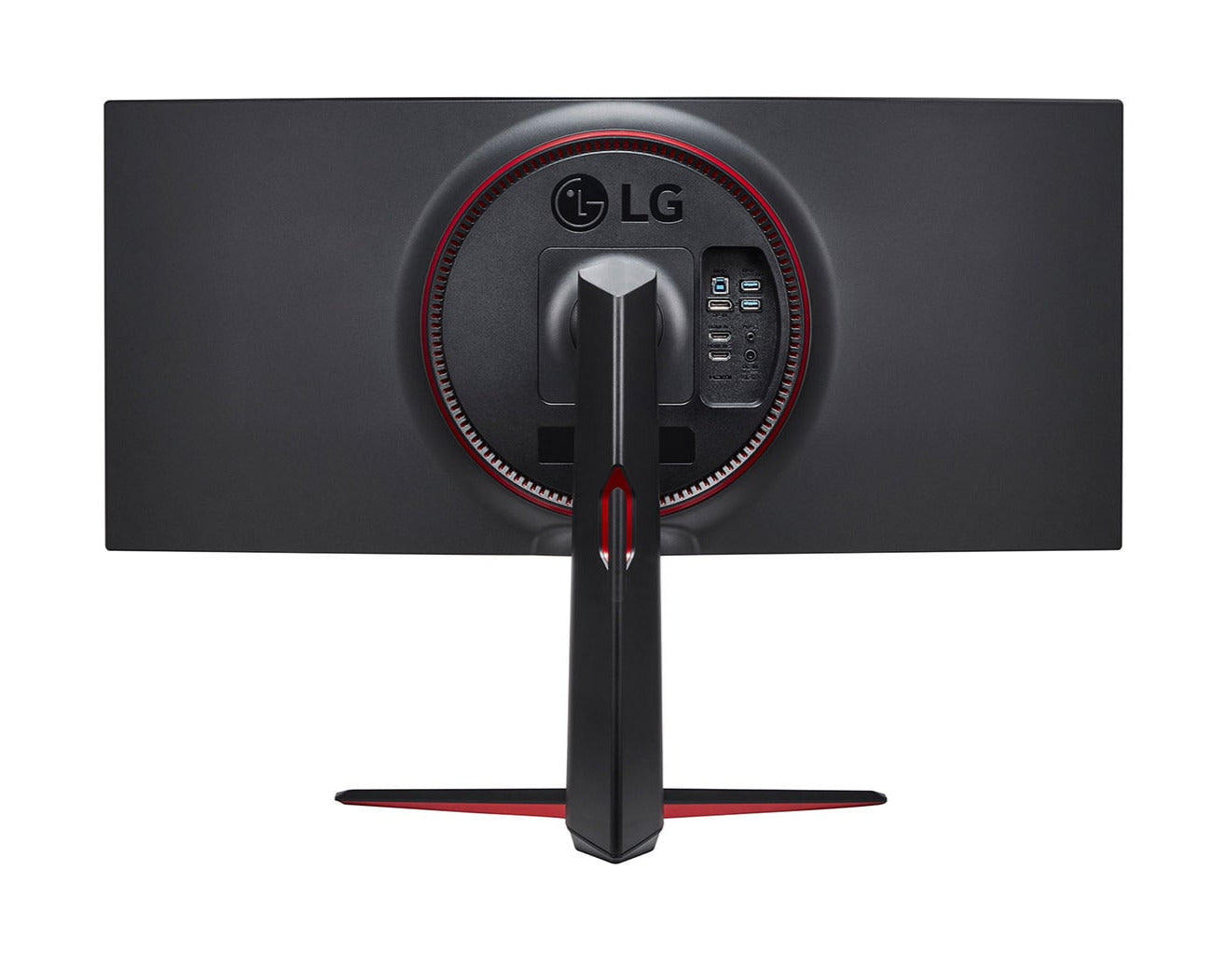 LG 34GN850P-B Monitor hátulnézetben, talpon.