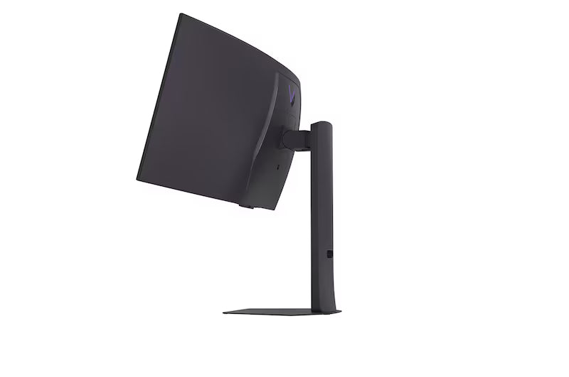 LG 34GX900A-B monitor oldalnézetben talpon, felfelé néző panellel.