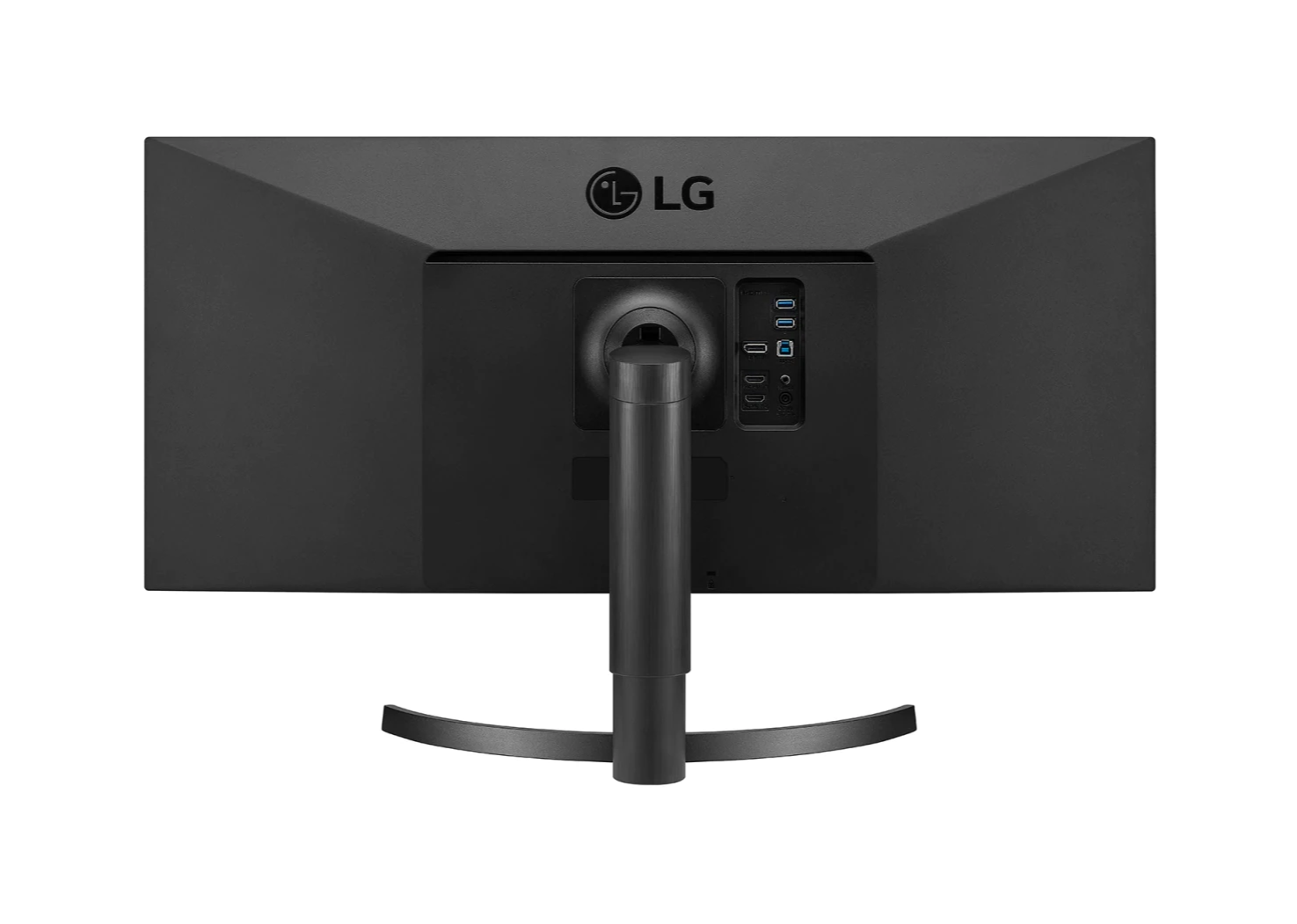 LG 34WN700-B Monitor hátulnézetben, talpon.