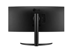 LG 34WP65C-B UltraWide Monitor hátulnézetben, talpon.