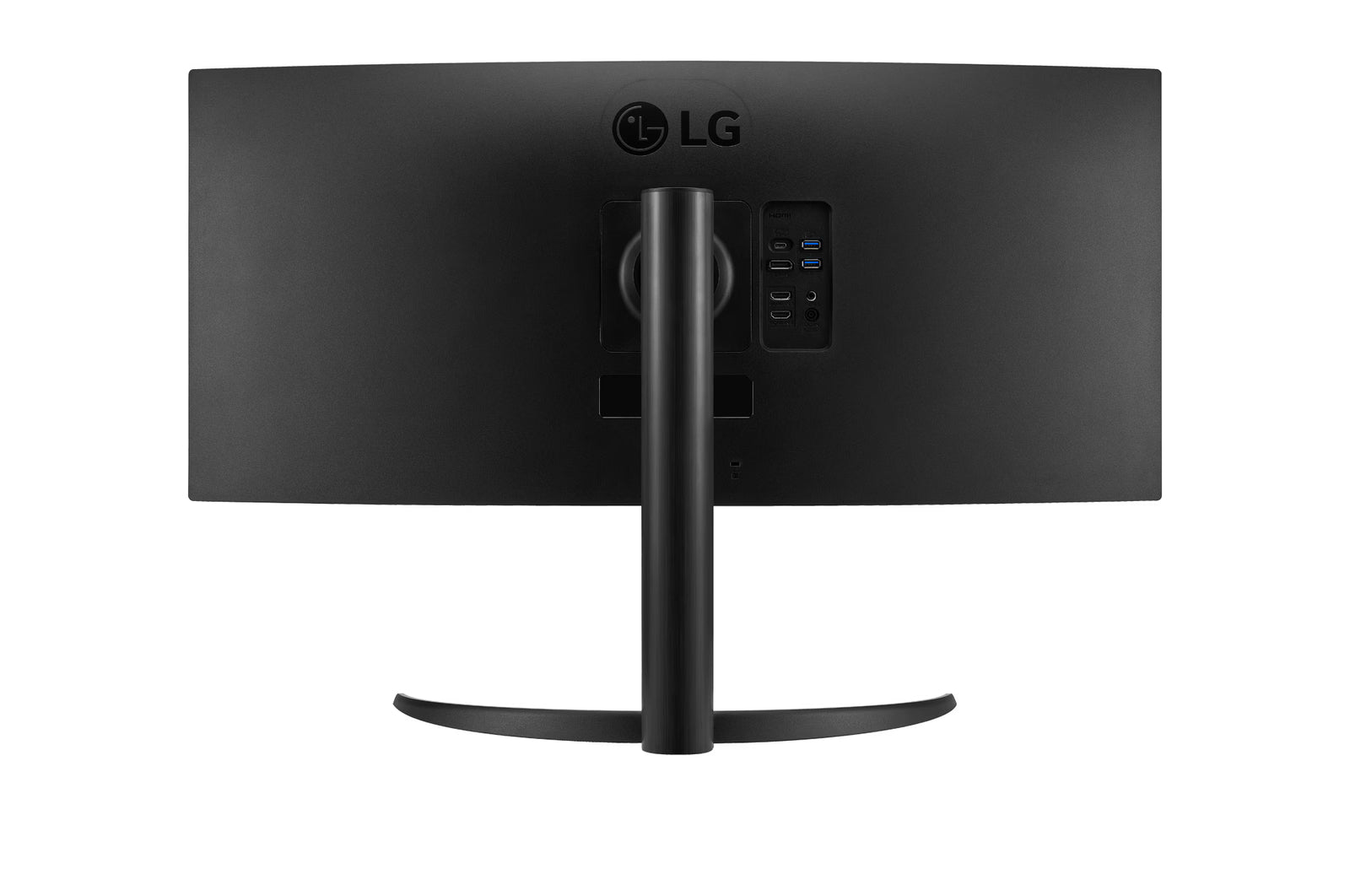 LG 34WR55QK-B Monitor hátullnézetben talpon.