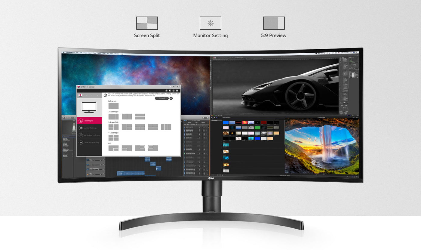 LG 35WN73A-B monitor onscreen control szoftver támogatása és egyszerű menürendszere.