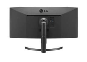 LG 35W75CN-B Monitor hátulnézetben, talpon. 