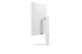 LG 37U730SA-W Monitor hátulnézetben talpon, enyhén balra fordítva.