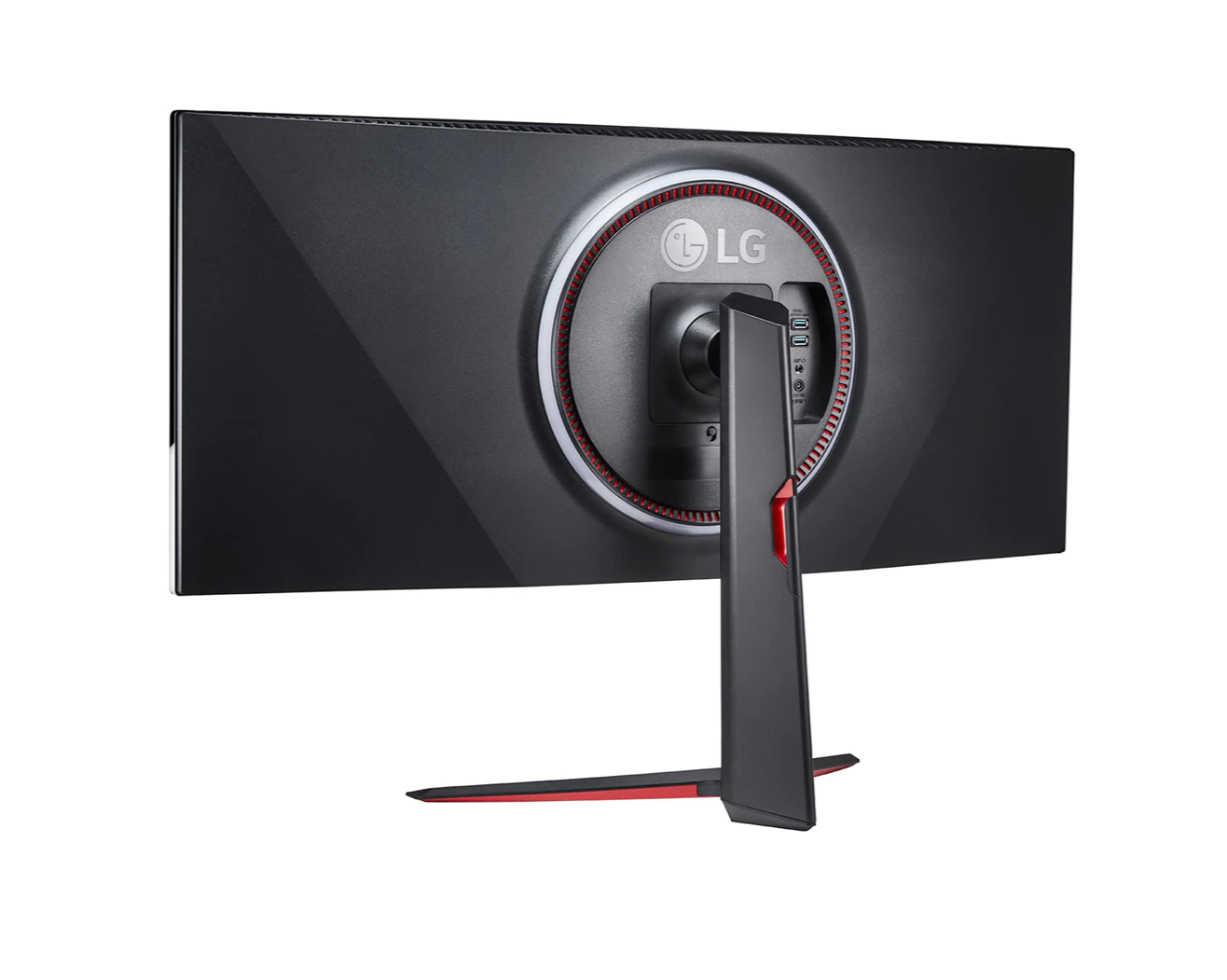 LG 38" Ívelt UltraGear 2K WQHD+ 160Hz 1ms Nano IPS Gamer Monitor hátulnézet rgb nélküé enyhén balra fordítva, 38GN950P-B