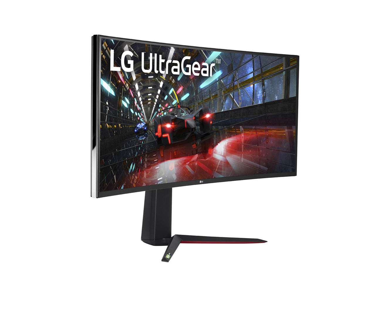 LG 38" Ívelt UltraGear 2K WQHD+ 160Hz 1ms Nano IPS Gamer Monitor előlnézet jobbra fordítva, 38GN950P-B