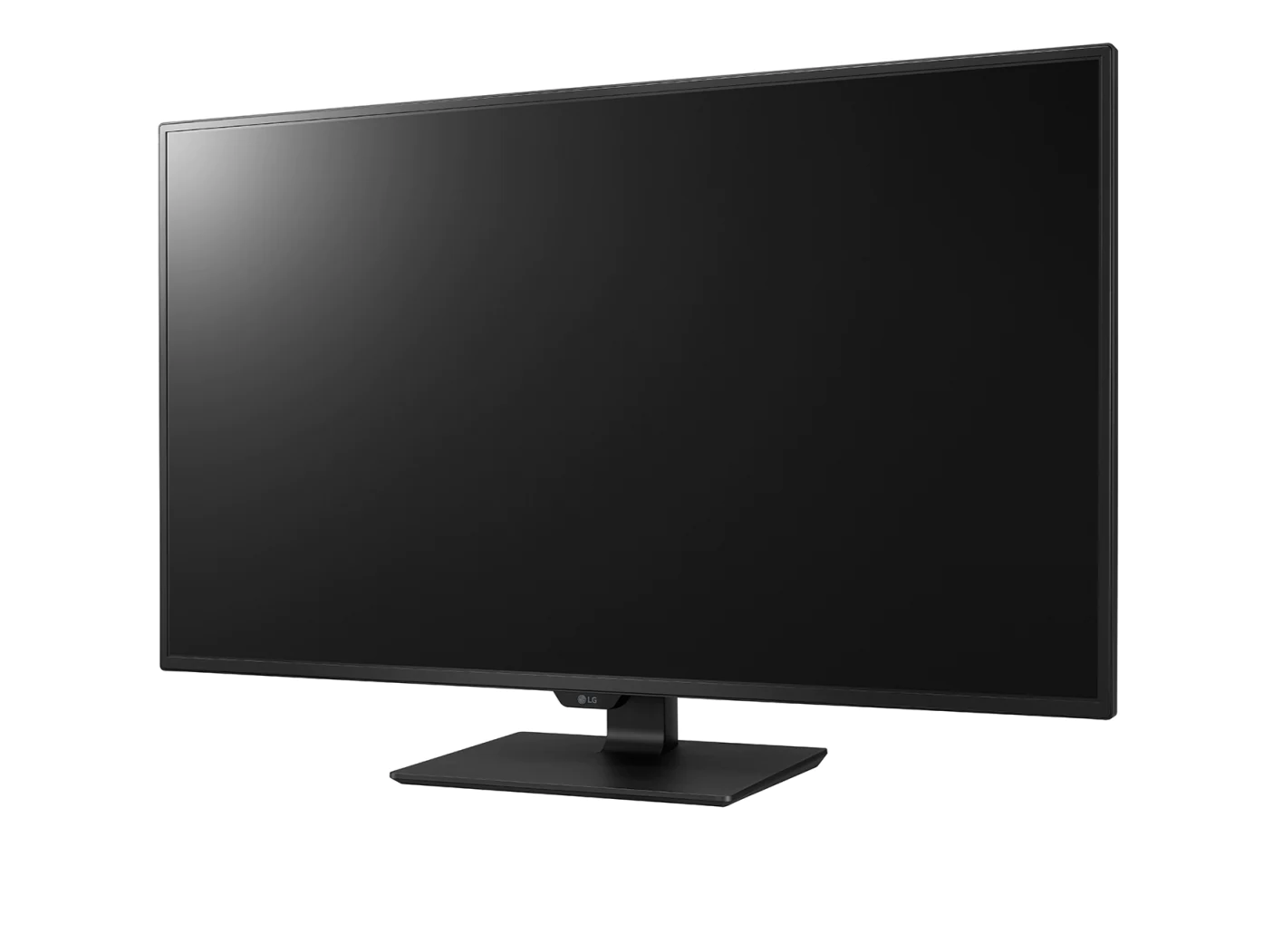 LG 43BN70U-B 4K IPS Monitor előlnézetben enyhén balra fordítva, talpra szerelve.