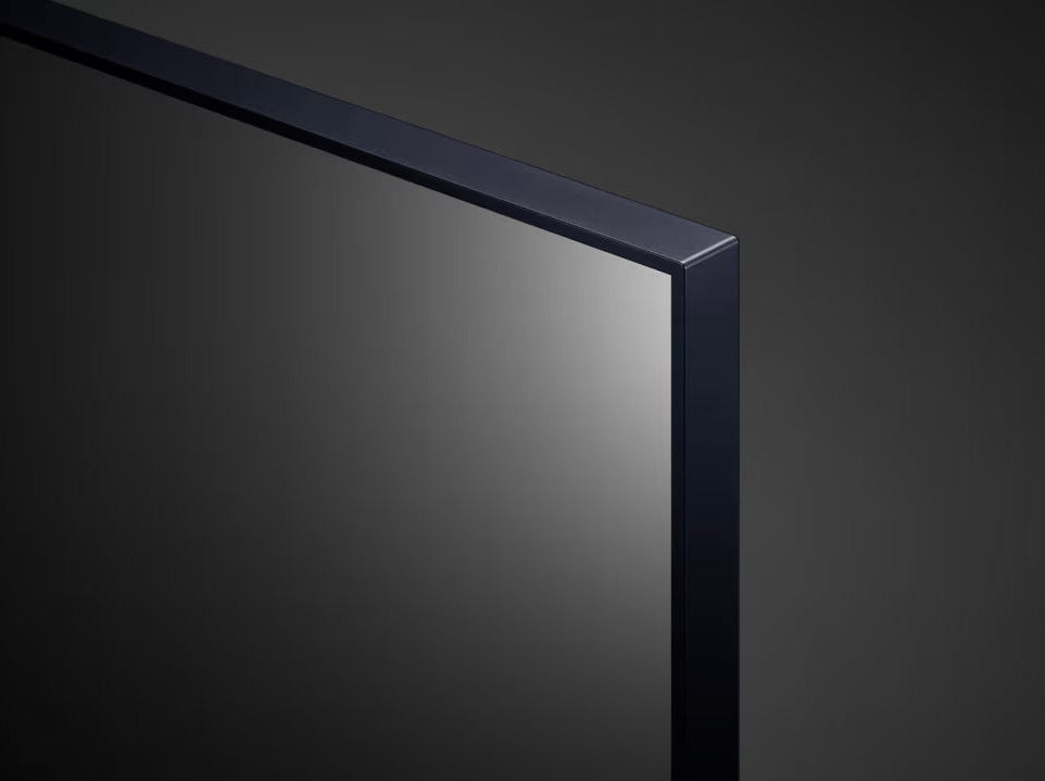 LG 43UQ9000 4K Smart TV jobb felső keretre közelítve.