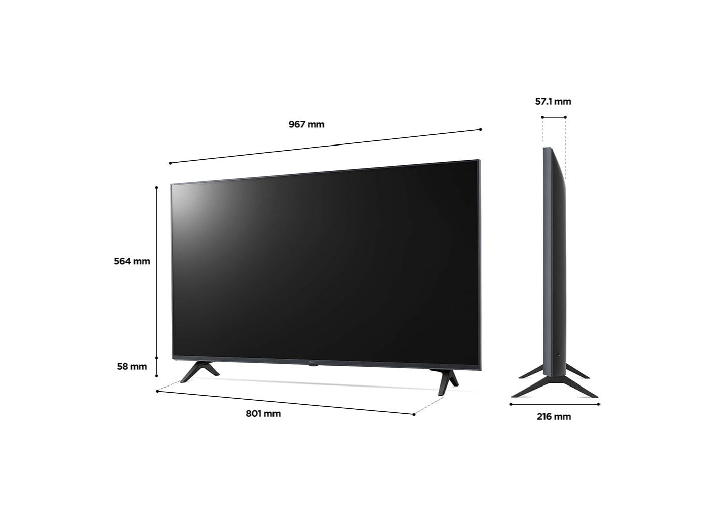 LG 43UQ9000 4K Smart TV méretek.